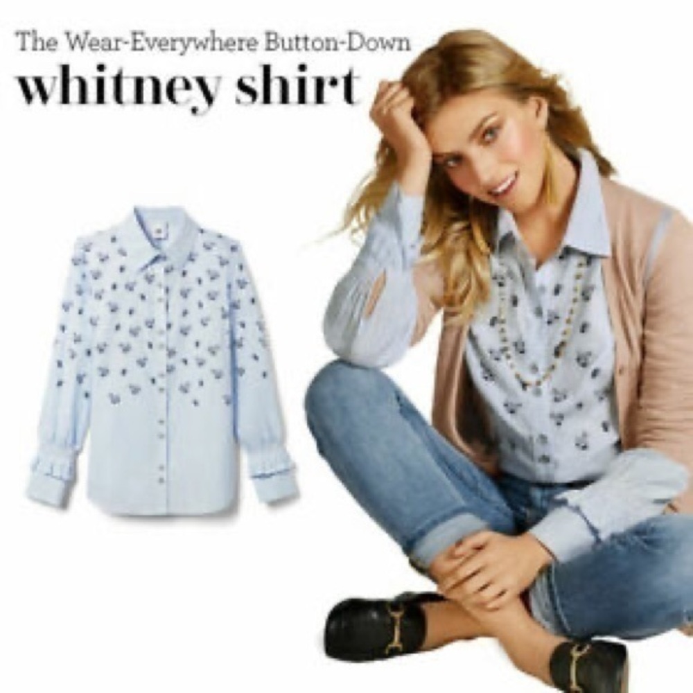 CAbi #5368 Whitney Floral Stripe Blue White SZ M